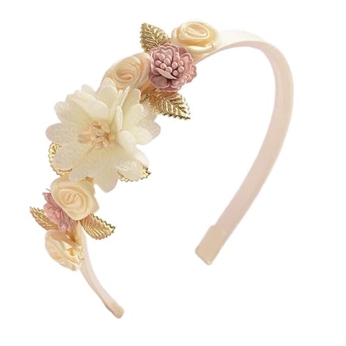 Handgefertigte Blumen-Mädchen-Stirnbänder, niedliche Perlenfedern, Hochzeit, Kronprinzessin, Tanzparty, Kopfbedeckung, modisches Hoop-Zubehör (Color : E) von HXSCOO