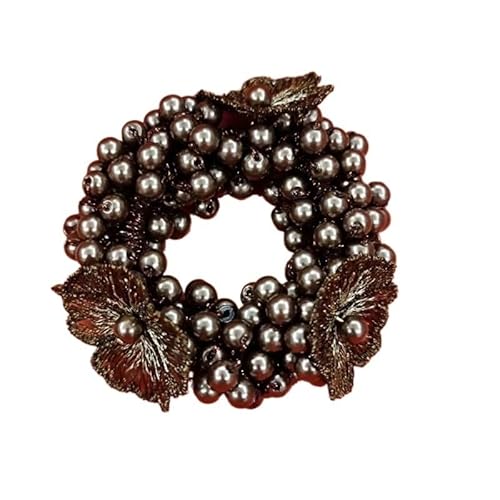 Perlen-Haarschmuck, Chrysanthemen-Blume, Kristall-Haargummi, hochelastisches Gummiband, handgewebt, Damen-Accessoires (Color : A Brown) von HXSCOO