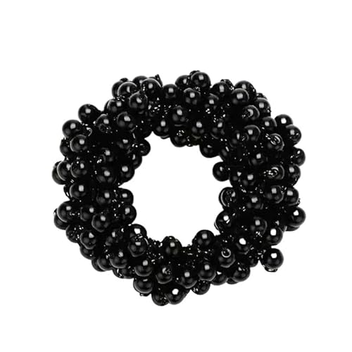 Perlen-Haarschmuck, Chrysanthemen-Blume, Kristall-Haargummi, hochelastisches Gummiband, handgewebt, Damen-Accessoires (Color : F Black) von HXSCOO