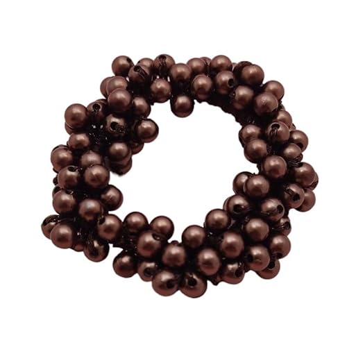 Perlen-Haarschmuck, Chrysanthemen-Blume, Kristall-Haargummi, hochelastisches Gummiband, handgewebt, Damen-Accessoires (Color : G coffee color) von HXSCOO