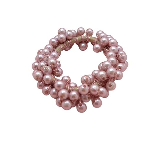 Perlen-Haarschmuck, Chrysanthemen-Blume, Kristall-Haargummi, hochelastisches Gummiband, handgewebt, Damen-Accessoires (Color : G pink purple, Size : 1 set) von HXSCOO
