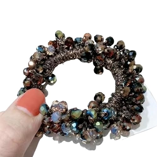 Perlen-Haarschmuck, Chrysanthemen-Blume, Kristall-Haargummi, hochelastisches Gummiband, handgewebt, Damen-Accessoires (Color : GColor) von HXSCOO