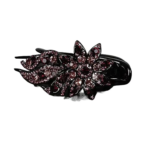 Retro Glänzende Strass Haarnadel Blume Blatt Entenschnabel Haar Krallen Haar Clips Frauen Mädchen Elegent Pferdeschwanz Kopfbedeckung Haar Styling (Color : 11) von HXSCOO