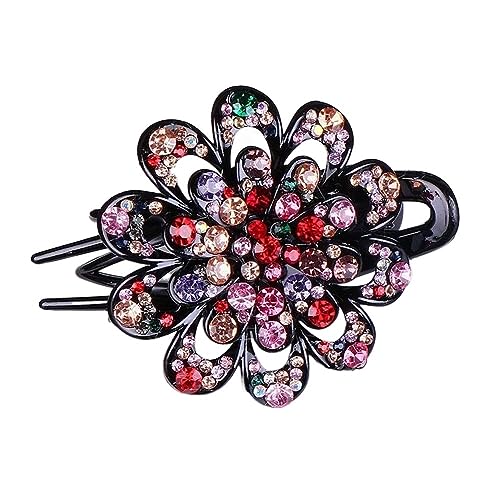 Retro Glänzende Strass Haarnadel Blume Blatt Entenschnabel Haar Krallen Haar Clips Frauen Mädchen Elegent Pferdeschwanz Kopfbedeckung Haar Styling (Color : 2) von HXSCOO