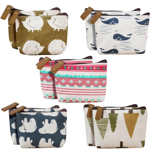 10 Stück Mini Geldbörse Canvas, Mini Täschchen mit Reißverschluss, Kleinen Portmonees Tragbare Münzbörse Kleine für Münzen Karten Schlüssel von HXSYKJDM