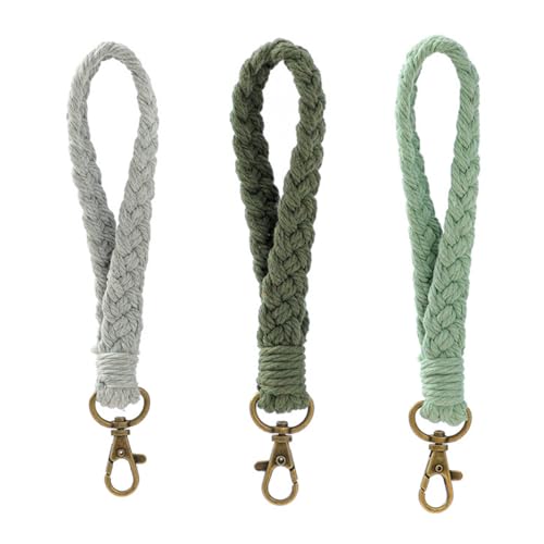 HXSYKJDM 3 Stück Boho Geflochtener Schlüsselanhänger, Makramee Schlüsselanhänger, Handgelenk Lanyard Armband Schlüsselband von HXSYKJDM