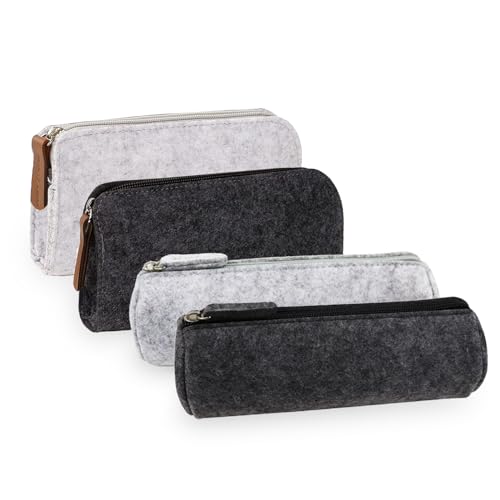 HXSYKJDM 4 Stück Filz Mäppchen, Kosmetiktasche, Federmäppchen Multifunktions Briefpapier Beutel für Stifte Bleistifte Büro Schulbedarf von HXSYKJDM