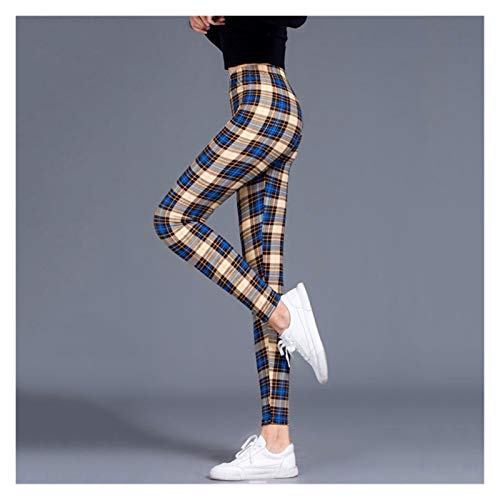 HXSZWJJ Damen-Leggings mit Gitterdruck, elastisch, kariert, Push-Up-Leggings, Übergröße, Größe M, Khaki-Blau HXSZWJJ Damen-Leggings mit Gitterdruck, elastisch, kariert, Push-Up-Leggings, Übergröße, Größe M, Khaki-Blau von HXSZWJJ