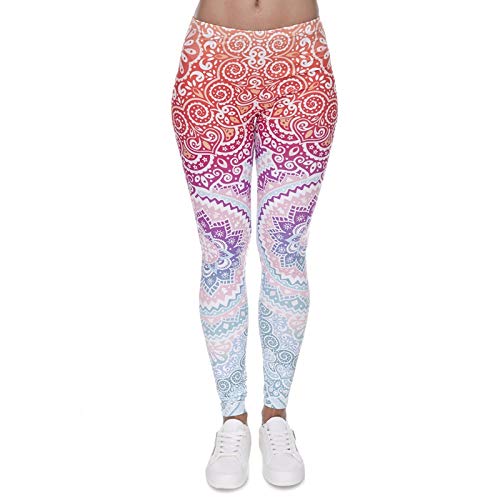 HXSZWJJ Frauen Art und Weise Legging Runde Druck Leggins dünne hohe Taille Leggings Damen Hosen (Color : 1, Size : One Size) von HXSZWJJ