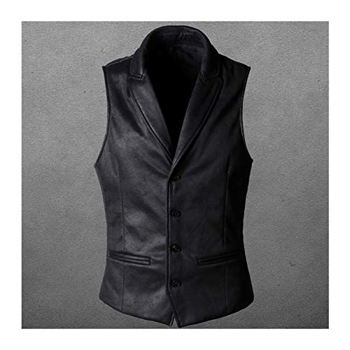 Slim Fit Einreiher Weste Mens Fashion Gothic Weste Männer Beiläufige Weste (Color : Black, Size : L.) von HXSZWJJ