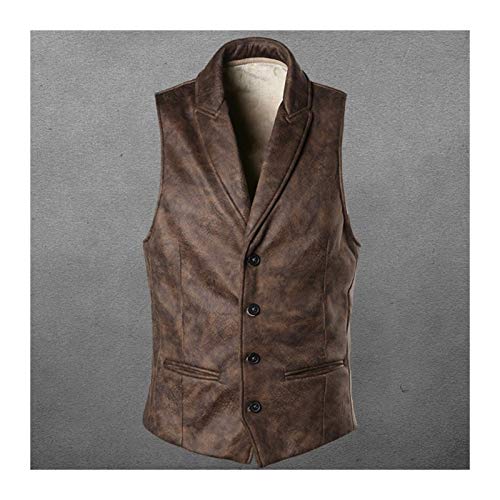 Slim Fit Einreiher Weste Mens Fashion Gothic Weste Männer Beiläufige Weste (Color : Brown, Size : L.) von HXSZWJJ