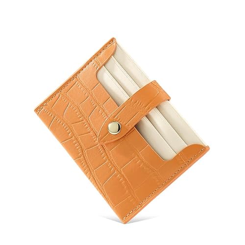 HXT-OAK Ultradünne, minimalistische Vordertasche, Kartenetui aus Colorblock-PU-Leder, schlankes Kreditkartenetui mit RFID für Damen und Herren, Orange/Abendrot im Zickzackmuster (Sunset Chevron), von HXT-OAK