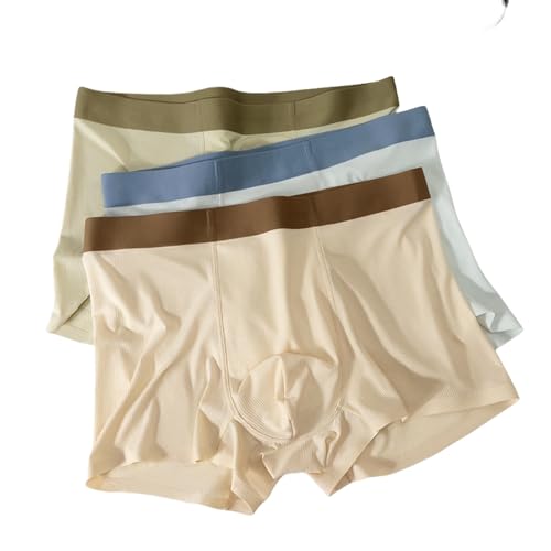 HXTBDBG Boxershorts Herren Ice Seidenunterwäsche -Boxer -Slips Atmungsaktueller Nahtloser Shorts Boxer (3 Pack) von HXTBDBG