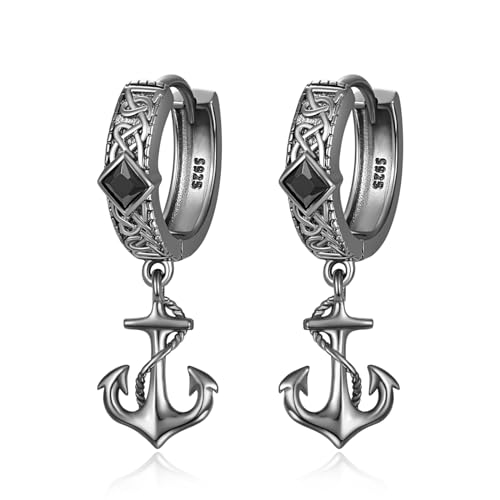 HXWZB Anker Ohrringe Sterling Silber Halskette für Männer Anker Piraten Ohrringe Wikinger Schmuck Anhänger Geschenke für Männer Frauen von HXWZB