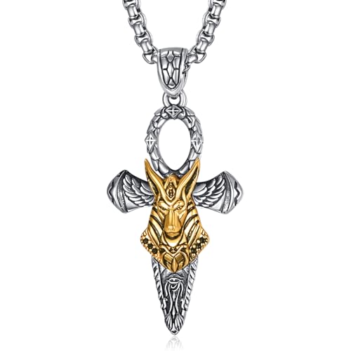 HXWZB Ankh Kreuz ägyptische Halskette Sterling Silber ägyptische Kreuz Anhänger Ankh Amulett Schutz Geschenk für Männer Frauen von HXWZB