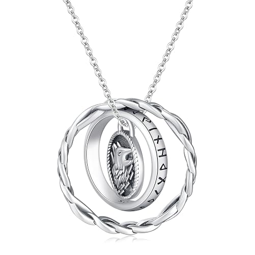 HXWZB Keltische Wolfshalskette für Männer Keltischer Wolf Wikinger Anhänger Amulett 925 Sterling Silber Wolf-Schmuck für Frauen Junge von HXWZB