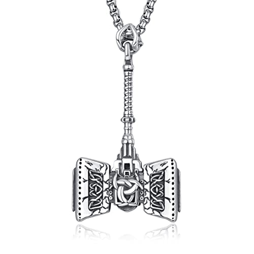 HXWZB Keltisches Halskette 925 Sterling Silber Keltisches Anhänger Keltisches Knoten Kette Keltisches Anhänger Amulett Schmuck für Herren Sohn Jungen Männer (Thors Hammer Silber)… von HXWZB