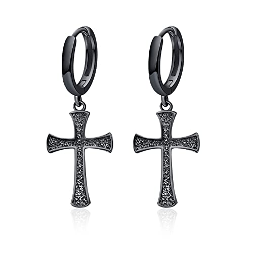 HXWZB Kreuz Ohrringe 925 Sterling Silber Cross Ohrring Kreuz Schwarze Kreuz Ohrringe Kreuz Ohrringe Silber Kreuzohring Creolen Mit Kreuz von HXWZB