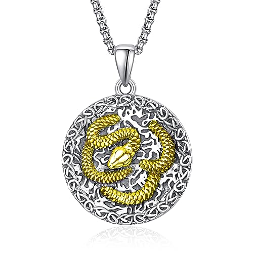 HXWZB Schlangen Anhänger Keltisch Halskette Sterling Silber Halskette für Männer Serpenti Halskette Keltisch Schmuck anhänger Geschenke für Männer Frauen von HXWZB