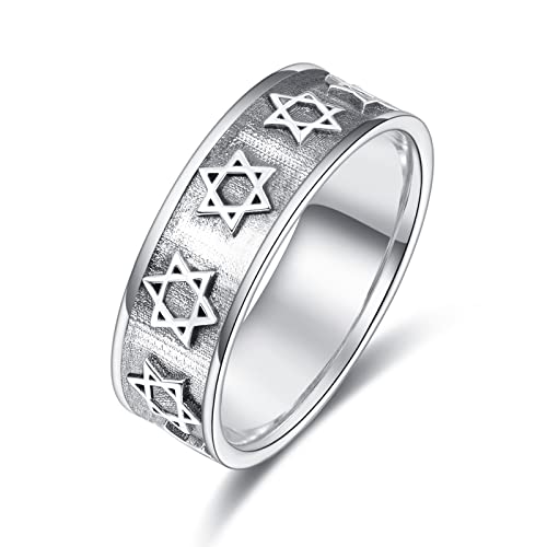 HXWZB Star of David Ringe für Männer 925er Sterlingsilber Star of David Ringe Größe 9# Ringe für Männer Star of David Schmuck Star of David Geschenke für Männer von HXWZB