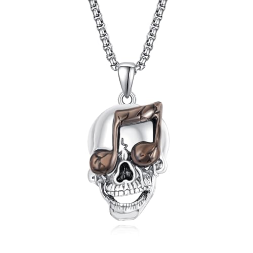 HXWZB Totenkopf Halskette Sterling Silber Totenkop Anhänger Punk Kette Totenkopf Schmuck Geschenke für Männer Frauen von HXWZB