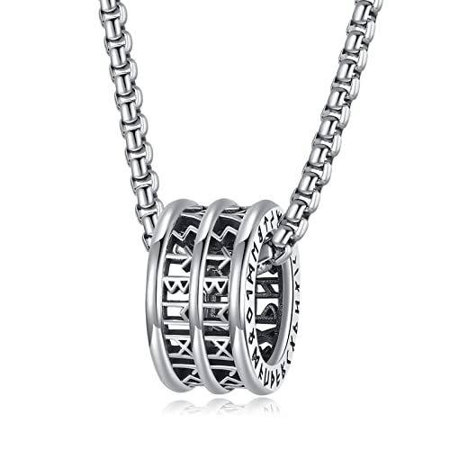 HXWZB Wikinger Halskette für Männer Wikinger Anhänger Halskette Wikinger Schmuck für Männer Vater Wikinger Liebhaber (Wikinger-A00-Rune-Silver) von HXWZB