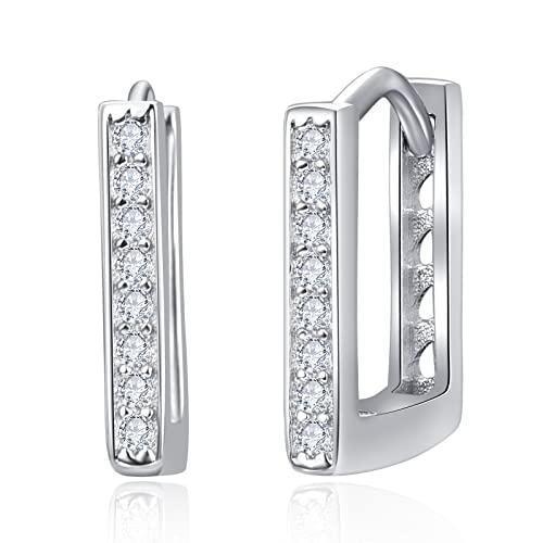 Sterling Silber Square Hoop Creolen CZ Ohrringe für Männer und Frauen von HXWZB