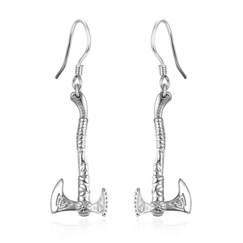 HXWZB Wikinger Axt Ohrringe Sterling Silber Axtkopf Ohrhänger Wikinger Axt Ohrschmuck Wikinger Schmuck Geschenke für Herren Männer von HXWZB