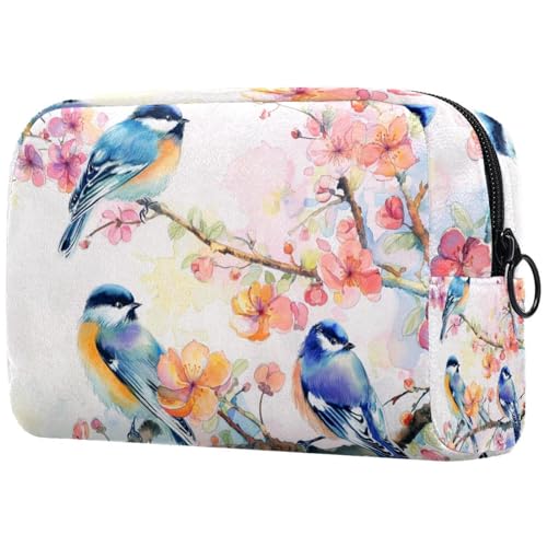 Kosmetiktasche Aquarell Vögel Blumen Blumen Reisekosmetiktasche Makeup Organizer Case Für Frauen Kosmetiktasche Aquarell Vögel Blumen Blumen Reisekosmetiktasche Makeup Organizer Case Für Frauen von HXYWQA