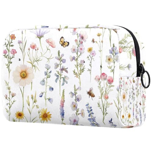 Kosmetiktasche Aquarell-Wildblumenmuster Reisekosmetiktasche Makeup Organizer Case Für Frauen Kosmetiktasche Aquarell-Wildblumenmuster Reisekosmetiktasche Makeup Organizer Case Für Frauen von HXYWQA