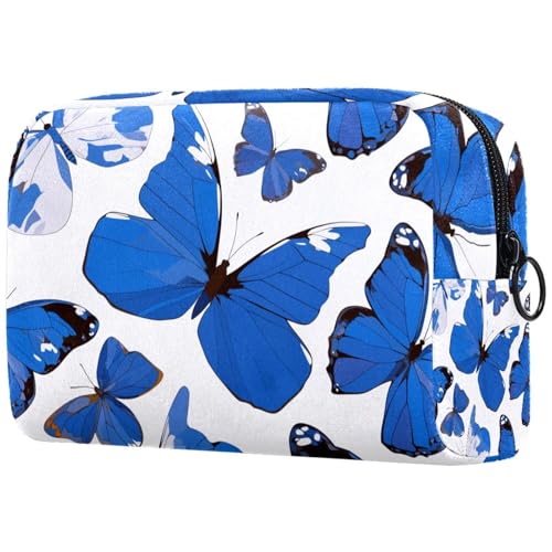 Kosmetiktasche Blaue Schmetterlinge Patterns Reisekosmetiktasche Makeup Organizer Case Für Frauen von HXYWQA