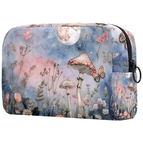 Kosmetiktasche Blühende Blumen Pilze Mondlandschaft Reisekosmetiktasche Makeup Organizer Case Für Frauen Kosmetiktasche Blühende Blumen Pilze Mondlandschaft Reisekosmetiktasche Makeup Organizer Case Für Frauen von HXYWQA