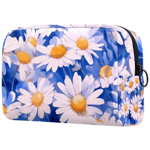 Kosmetiktasche Blühende Gänseblümchen Gänseblümchen Blumen Gemälde Reisekosmetiktasche Makeup Organizer Case Für Frauen von HXYWQA