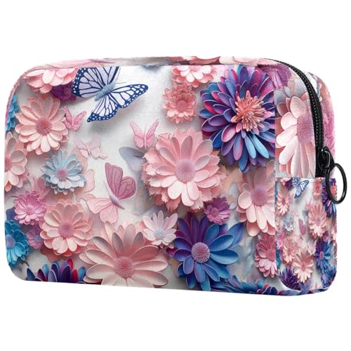 Kosmetiktasche Blühende Schmetterlinge Und Chrysanthemen Blumen Reisekosmetiktasche Makeup Organizer Case Für Frauen Kosmetiktasche Blühende Schmetterlinge Und Chrysanthemen Blumen Reisekosmetiktasche Makeup Organizer Case Für Frauen von HXYWQA