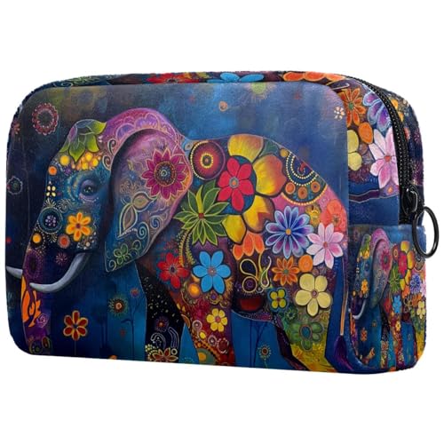 Kosmetiktasche Blümchen-Elefant Reisekosmetiktasche Makeup Organizer Case Für Frauen Kosmetiktasche Blümchen-Elefant Reisekosmetiktasche Makeup Organizer Case Für Frauen von HXYWQA