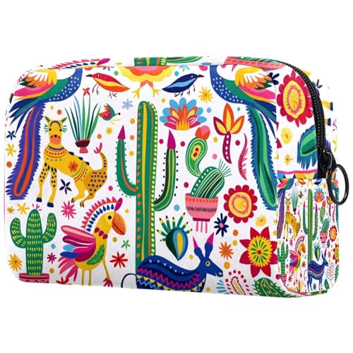 Kosmetiktasche Bunte Mexikanische Kakteen-Volksmuster Reisekosmetiktasche Makeup Organizer Case Für Frauen Kosmetiktasche Bunte Mexikanische Kakteen-Volksmuster Reisekosmetiktasche Makeup Organizer Case Für Frauen von HXYWQA