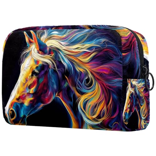 Kosmetiktasche Bunte Pferde Tiere Reisekosmetiktasche Makeup Organizer Case Für Frauen Kosmetiktasche Bunte Pferde Tiere Reisekosmetiktasche Makeup Organizer Case Für Frauen von HXYWQA