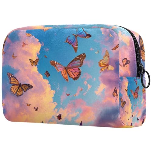 Kosmetiktasche Bunte Schmetterlinge Wolken Reisekosmetiktasche Makeup Organizer Case Für Frauen Kosmetiktasche Bunte Schmetterlinge Wolken Reisekosmetiktasche Makeup Organizer Case Für Frauen von HXYWQA