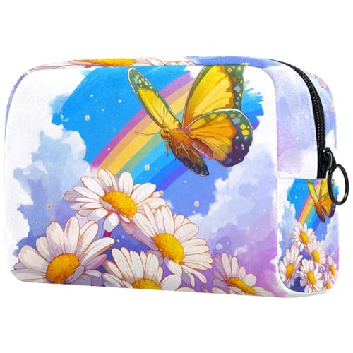 Kosmetiktasche Butterfly Rainbow Daisy Flowers Reisekosmetiktasche Makeup Organizer Case Für Frauen Kosmetiktasche Butterfly Rainbow Daisy Flowers Reisekosmetiktasche Makeup Organizer Case Für Frauen von HXYWQA