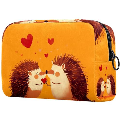 Kosmetiktasche Couple Hedgehog Love Reisekosmetiktasche Makeup Organizer Case Für Frauen von HXYWQA