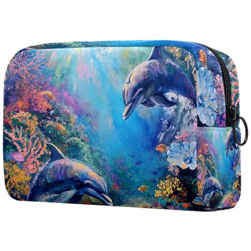 Kosmetiktasche Delphine Unterwassermalerei Reisekosmetiktasche Makeup Organizer Case Für Frauen Kosmetiktasche Delphine Unterwassermalerei Reisekosmetiktasche Makeup Organizer Case Für Frauen von HXYWQA