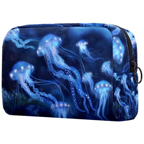 Kosmetiktasche Dunkelblaue Quallen Muster Reisekosmetiktasche Makeup Organizer Case Für Frauen Kosmetiktasche Dunkelblaue Quallen Muster Reisekosmetiktasche Makeup Organizer Case Für Frauen von HXYWQA