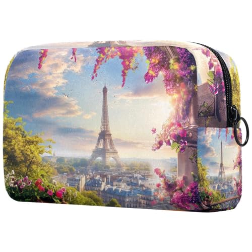 Kosmetiktasche Eiffelturm Landschaft Reisekosmetiktasche Makeup Organizer Case Für Frauen Kosmetiktasche Eiffelturm Landschaft Reisekosmetiktasche Makeup Organizer Case Für Frauen von HXYWQA