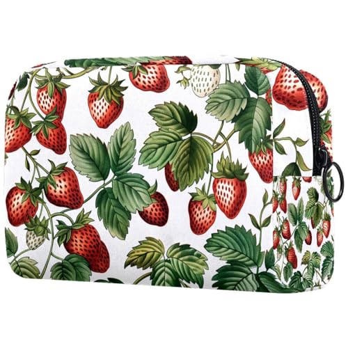 Kosmetiktasche Erdbeeren Und Grüne Blätter Reisekosmetiktasche Makeup Organizer Case Für Frauen Kosmetiktasche Erdbeeren Und Grüne Blätter Reisekosmetiktasche Makeup Organizer Case Für Frauen von HXYWQA