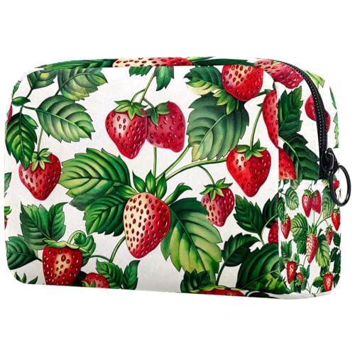 Kosmetiktasche Erdbeeren Und Grüne Blätter Reisekosmetiktasche Makeup Organizer Case Für Frauen Kosmetiktasche Erdbeeren Und Grüne Blätter Reisekosmetiktasche Makeup Organizer Case Für Frauen von HXYWQA