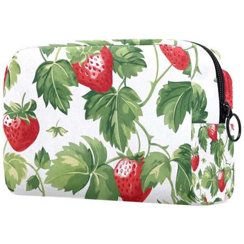 Kosmetiktasche Erdbeeren Und Grüne Blätter Reisekosmetiktasche Makeup Organizer Case Für Frauen Kosmetiktasche Erdbeeren Und Grüne Blätter Reisekosmetiktasche Makeup Organizer Case Für Frauen von HXYWQA