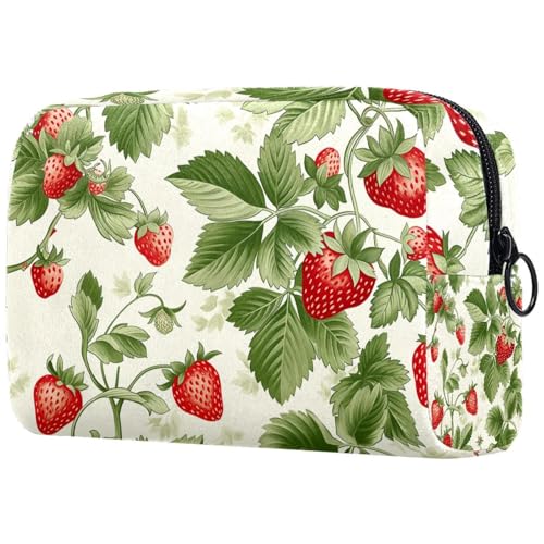 Kosmetiktasche Erdbeeren Und Grüne Blätter Reisekosmetiktasche Makeup Organizer Case Für Frauen Kosmetiktasche Erdbeeren Und Grüne Blätter Reisekosmetiktasche Makeup Organizer Case Für Frauen von HXYWQA