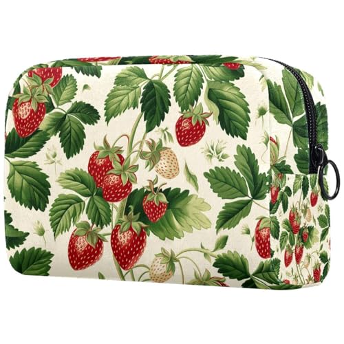 Kosmetiktasche Erdbeeren Und Grüne Blätter Reisekosmetiktasche Makeup Organizer Case Für Frauen Kosmetiktasche Erdbeeren Und Grüne Blätter Reisekosmetiktasche Makeup Organizer Case Für Frauen von HXYWQA