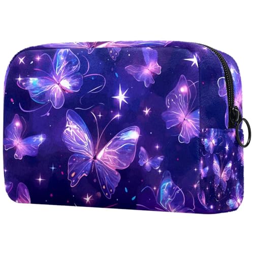 Kosmetiktasche Fantasie Lila Schmetterlinge Muster Reisekosmetiktasche Makeup Organizer Case Für Frauen Kosmetiktasche Fantasie Lila Schmetterlinge Muster Reisekosmetiktasche Makeup Organizer Case Für Frauen von HXYWQA