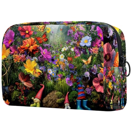 Kosmetiktasche Farbenfrohe Blumen Und Schmetterlinge Reisekosmetiktasche Makeup Organizer Case Für Frauen Kosmetiktasche Farbenfrohe Blumen Und Schmetterlinge Reisekosmetiktasche Makeup Organizer Case Für Frauen von HXYWQA